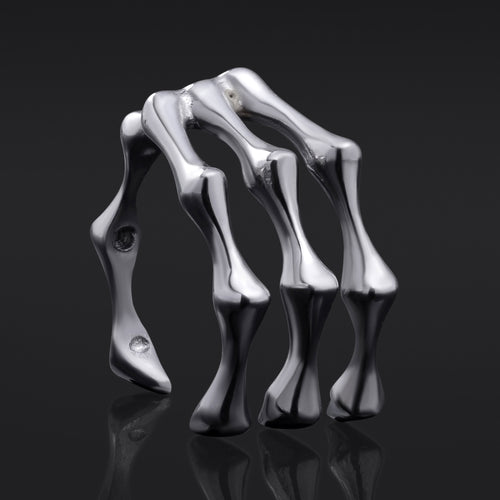 Silver Gothic Skeleton Hand Stainless Steel Ring