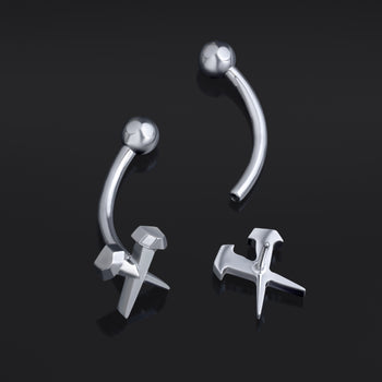 Vertical Labret, Silber, Spinne, Innengewinde, Titan
