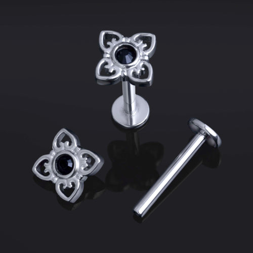 Labret-Stift, Silber, Innengewinde, ASTM F136 Titan, 1,2 mm
