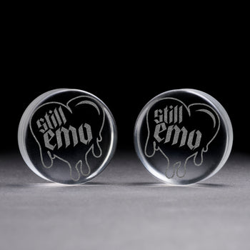 Still Emo Dripping Heart Plug / Gauge - Clear Glass | Flat Faced Double Flare
