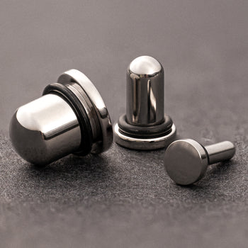Black Steel Single Flare Plug, Gauge, Stretching Kit - Custom Plugs