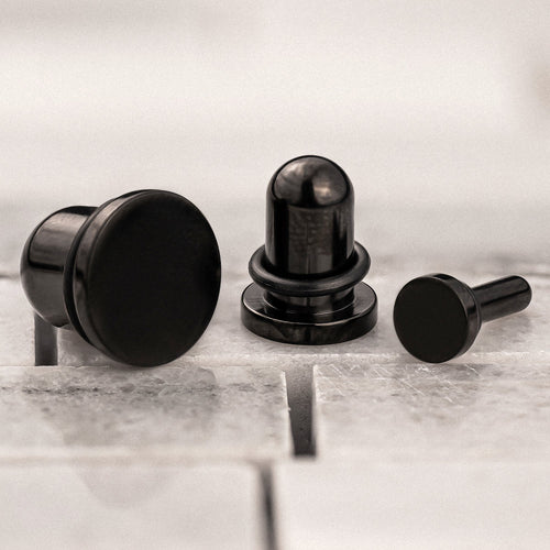 Black Steel Single Flare Ear Stretching Plug / Gauge