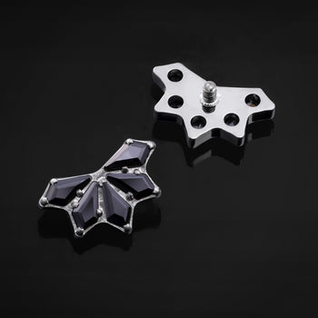 Labret Top, Black, Cluster Jewelled, Internal Thread, Titanium
