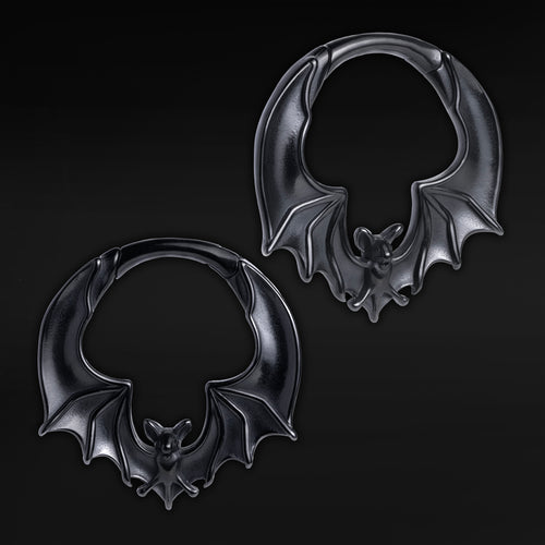 Black Steel Bat Ear Weights - Pair