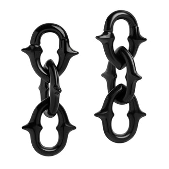Alternative Black Steel Spiked Chain Link Ear Hangers - Pair