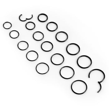 Huggie Hoop Earrings, Black, Spiked Edge, Stainless Steel - Pair