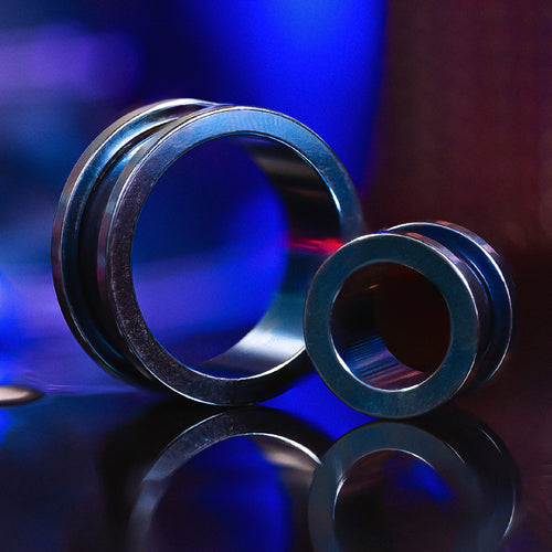 Blue Screwback Stainless Steel Ear Tunnel