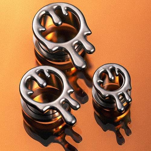 Silver Drippy Screwback Stainless Steel Ear Tunnel