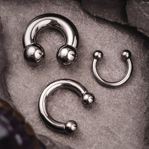 Horseshoe Barbell, Silver, Titanium, Stretched Septum Jewellery