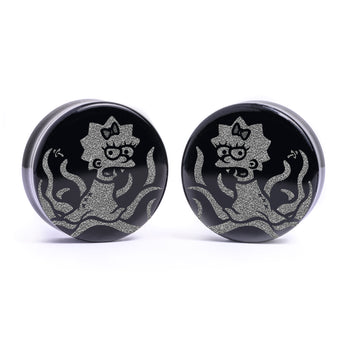 Zombie Lisa Plug / Gauge - Black Glass | Flat Faced Double Flare