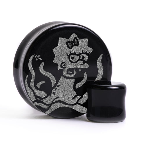 Alien Maggie Plug / Gauge - Black Glass | Flat Faced Double Flare