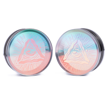 Girl wearing pretty Hammered Silver Steel Keyhole Ear Weights - Pair