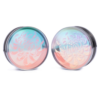 Girl wearing pretty Hammered Silver Steel Keyhole Ear Weights - Pair