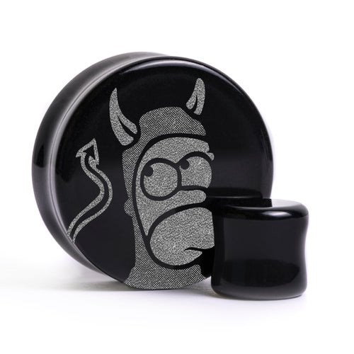 Devil Homer Plug / Gauge - Black Glass | Flat Faced Double Flare