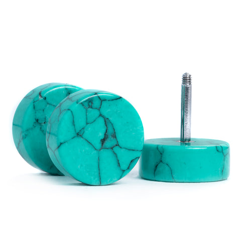 Green Howlite Fake Ear Gauge / Plug