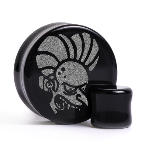 Count Burns Plug / Gauge - Black Glass | Flat Faced Double Flare