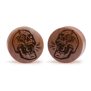 Enlightened Skull Plug / Gauge - Saba Wood | Convex Double Flare