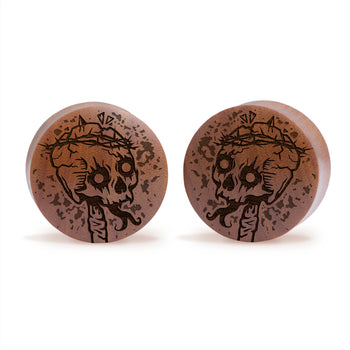 Crystal Moon Silver Inlay Wood Plug - Custom Plugs, Ear Plugs, Gauges, Stretched Ears