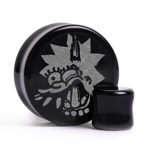 Lisa Needs Braces Plug / Gauge - Black Glass | Flat Faced Double Flare