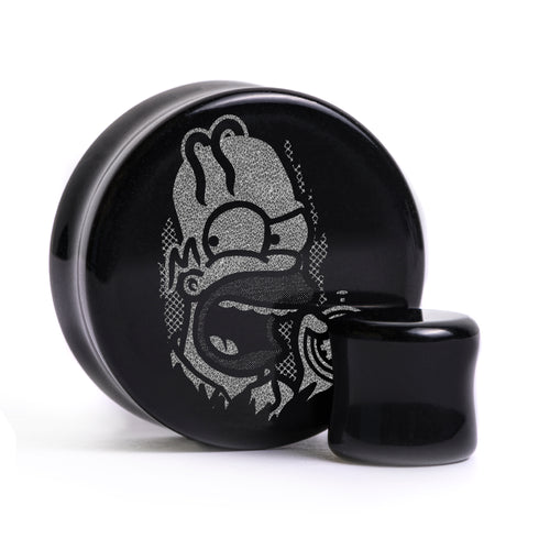 Shining Homer Plug / Gauge - Black Glass | Flat Faced Double Flare