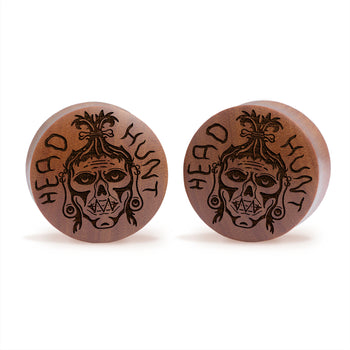 Shrunken Head Plug / Gauge - Saba Wood | Convex Double Flare
