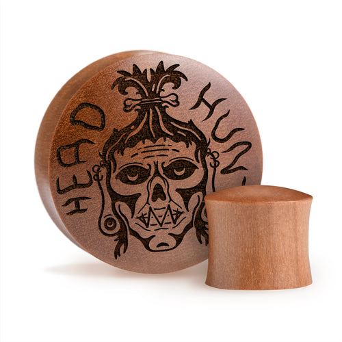 Shrunken Head Plug / Gauge - Saba Wood | Convex Double Flare