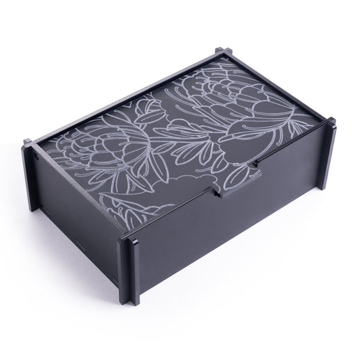 Pfingstrose Schwarze Acryl-Schmuckschatulle