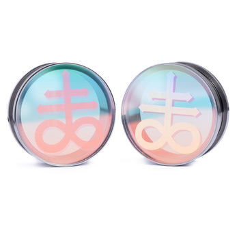 Girl wearing pretty Hammered Silver Steel Keyhole Ear Weights - Pair