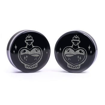 Zombie Lisa Plug / Gauge - Black Glass | Flat Faced Double Flare