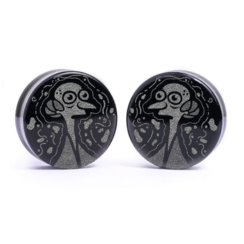 Zombie Lisa Plug / Gauge - Black Glass | Flat Faced Double Flare