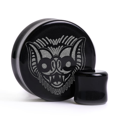 Night Vision Plug / Gauge - Black Glass | Flat Faced Double Flare