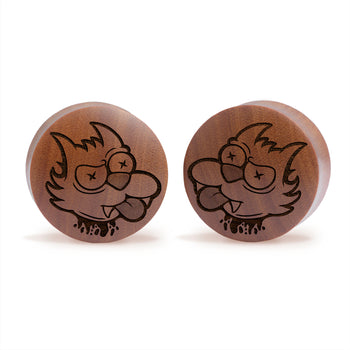 Web Plug / Gauge - Teardrop Black Glass | Flat Faced Double Flare