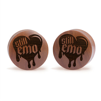 Still Emo Dripping Heart Plug / Gauge - Saba Wood | Convex Double Flare