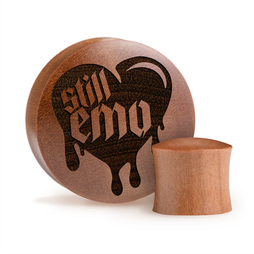 Still Emo Dripping Heart Plug / Gauge - Saba Wood | Convex Double Flare