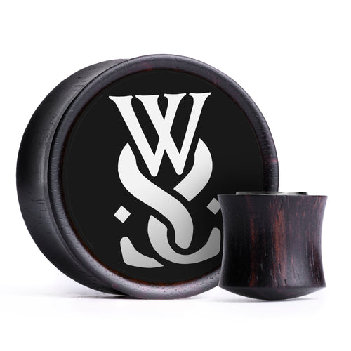 WSS Emblem Plug / Gauge - Black & White Inlay Ebony Wood | Convex Double Flare