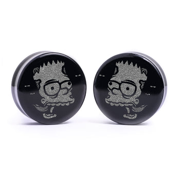 Tattooed Guy wearing cool Black & Gold Splatter Eyelet Silicone Ear Tunnel