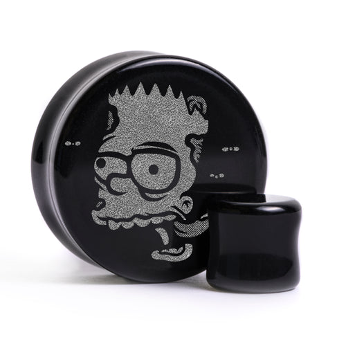 Zombie Bart Plug / Gauge - Black Glass | Flat Faced Double Flare