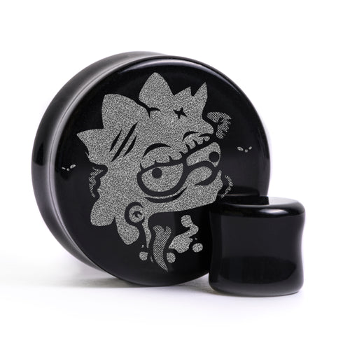 Zombie Lisa Plug / Gauge - Black Glass | Flat Faced Double Flare
