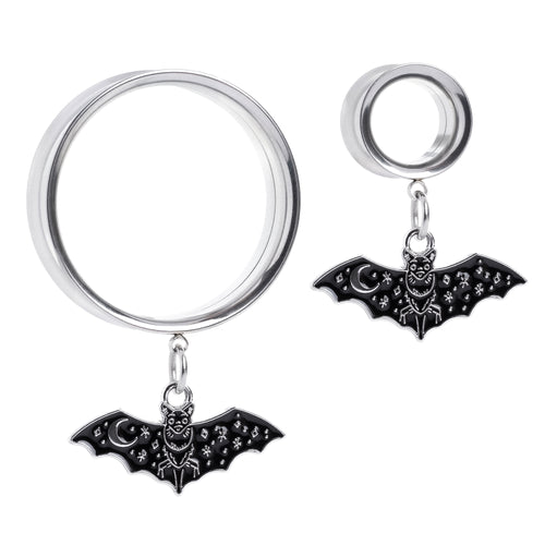 Cute Gothic Bat Double Flare Dangle Ear Tunnel / Plug / Gauge