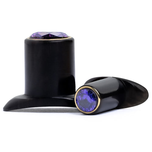 Purple Jewelled T Back Labret Stretching Lip Plug