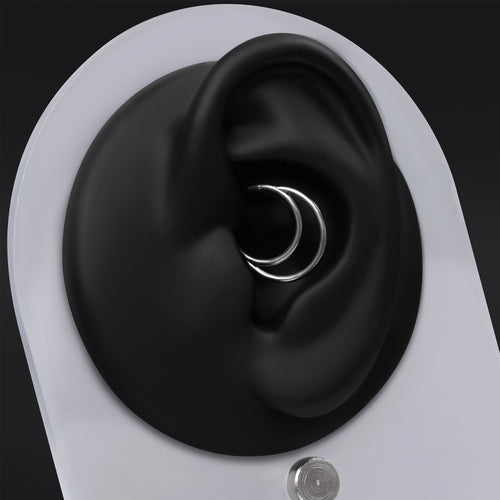 Septum-Clicker, Silber, Doppelring, Titan