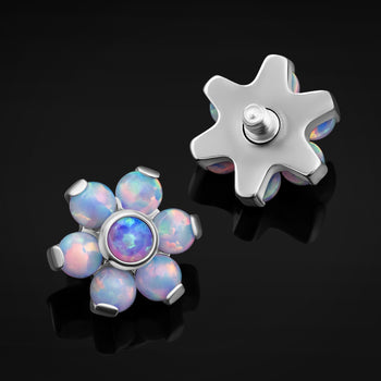 Flower Dermal Top, Purple & White Opal, Titanium