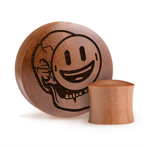 Facade - Smiling Skeleton Plug / Gauge - Saba Wood | Convex Double Flare