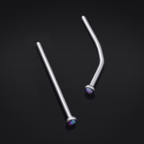 Fishtail Nose Stud, Purple Opal, Titanium