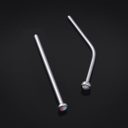 Fishtail-Nasenstecker, weißer Opal, Titan