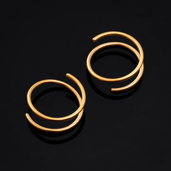 Girl wearing cute Blue & Pink Glass Spiral Ear Hangers - Pair