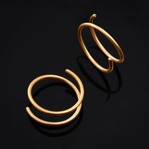 Spiral Nose Ring, Gold, Double Ring Effect, ASTM F136 Titanium, 20G