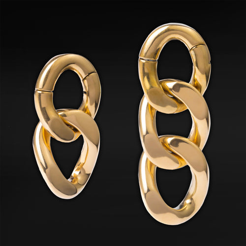 Gold Steel Chain Ear Weights - Pair