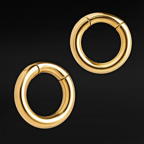 Gold Steel Circular Ear Weights - Pair
