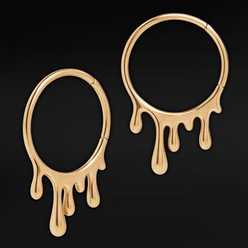 Gold Steel Drippy Ear Hangers - Pair